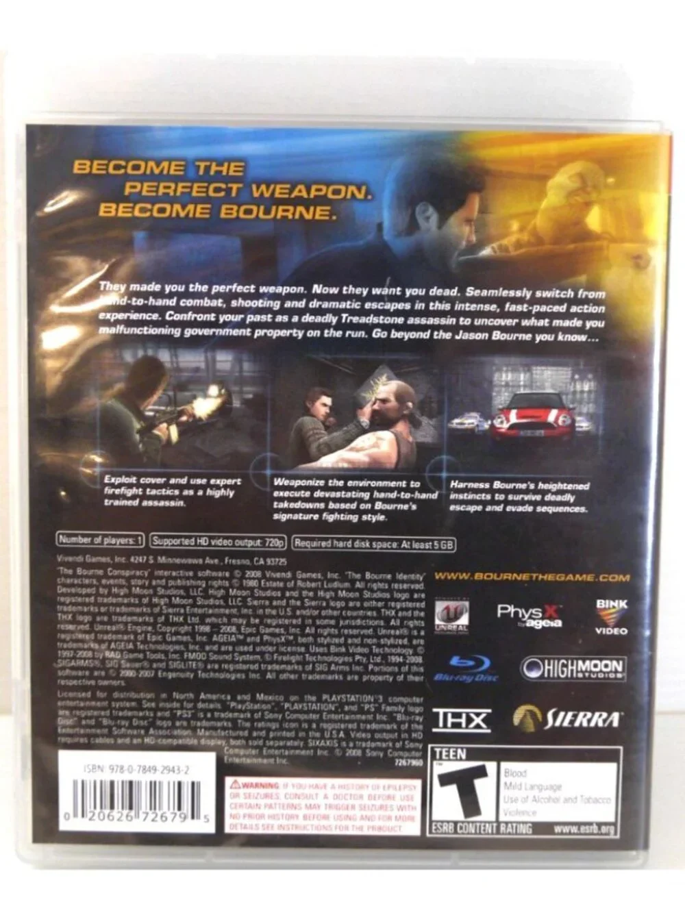 Sony PS3 The Bourne Conspiracy video game Playstation 3 Sierra/Vivendi 2008